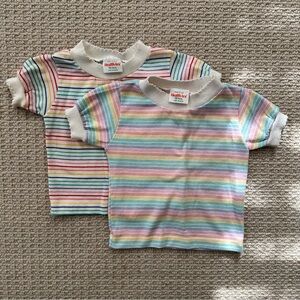 2 Vintage Healthtex rainbow striped shirts 18mo